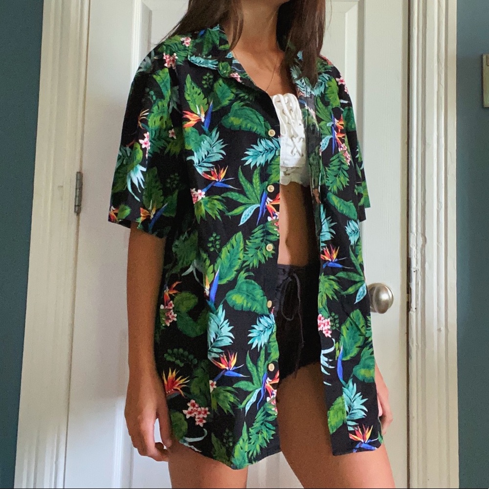 button up tropical shirt
